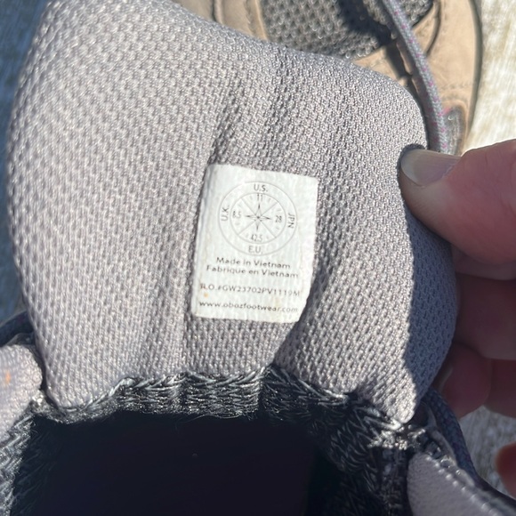 OBOZ B DRY WATERPROOF WOMENS 11 hiking boots ankle support black tan purple fit - Picture 5 of 8